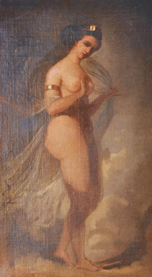 A Nude holding a veil by Paul Désiré Trouillebert