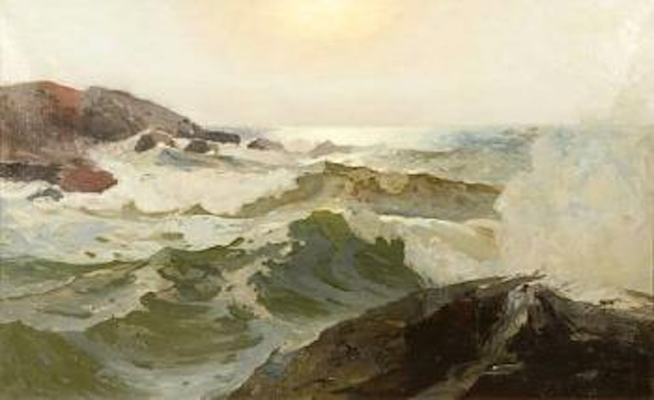 Rocky shoreline by Frederick Judd Waugh