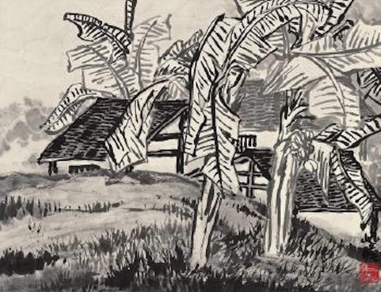 Studio by plantain trees by Zhu Qizhan