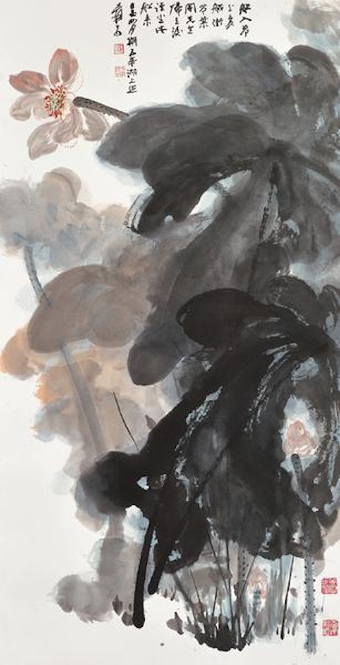 Lotus pond by Zhang Daqian