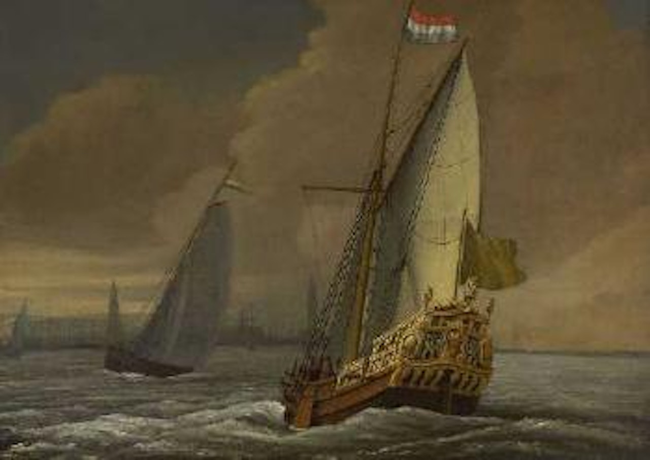 Hollandische Schiffe vor dem Hafen by Abraham Storck