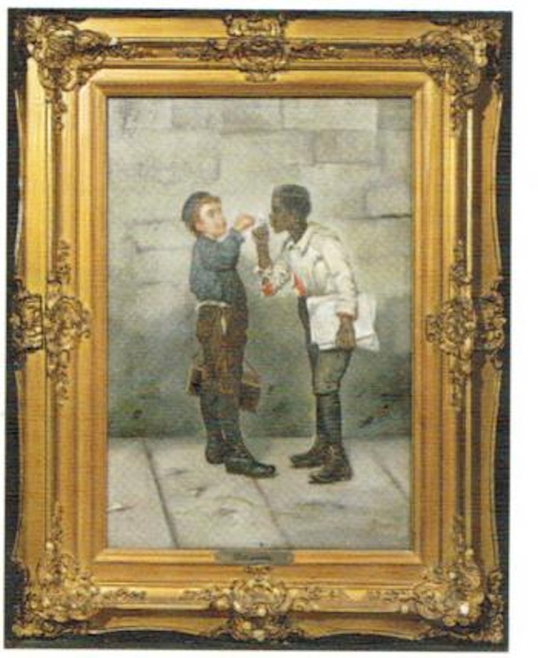 Bootblack and newsboy smoking by John George Brown