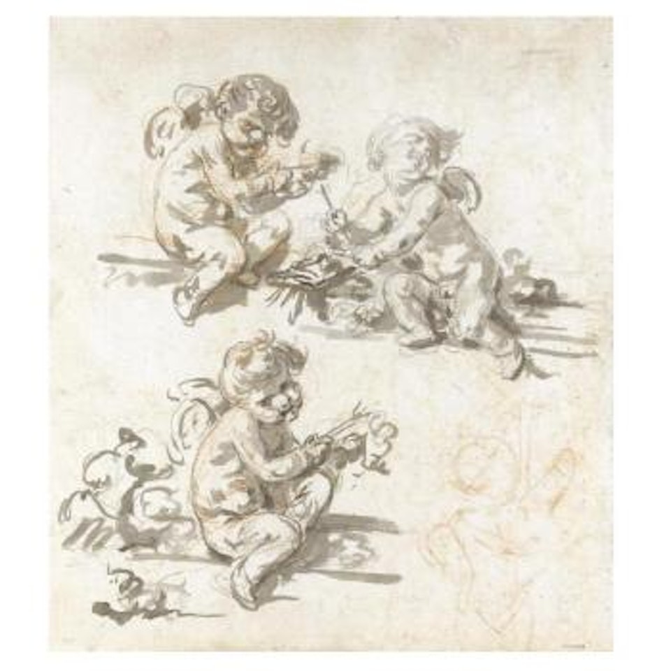 Three Studies Of Putti by Jean-Baptiste Greuze