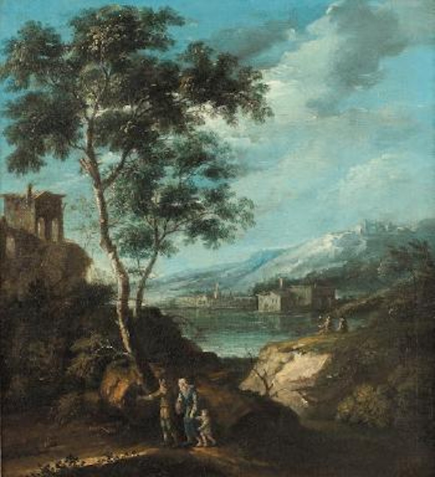 Promeneurs près d'un rivage by Italian School