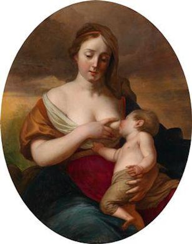 A mother feeding her child by BOLOGNESE SCHOOL