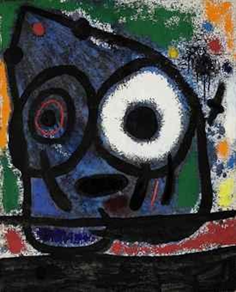 Tête bleue et oiseau flèche by Joan Miró