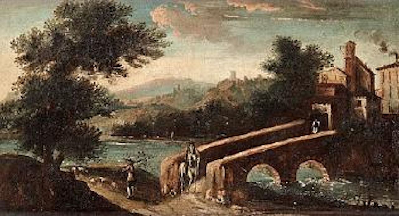 Italian landscape with figures by Italian School