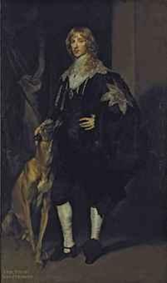 Portrait of James Stuart, 4th Duke of Lennox and 1st Duke of Richmond (1612-1655), full-length, in black, with the star and garter of the Order of the Garter, and the Lesser George on a blue ribbon.. by Anthony van Dyck