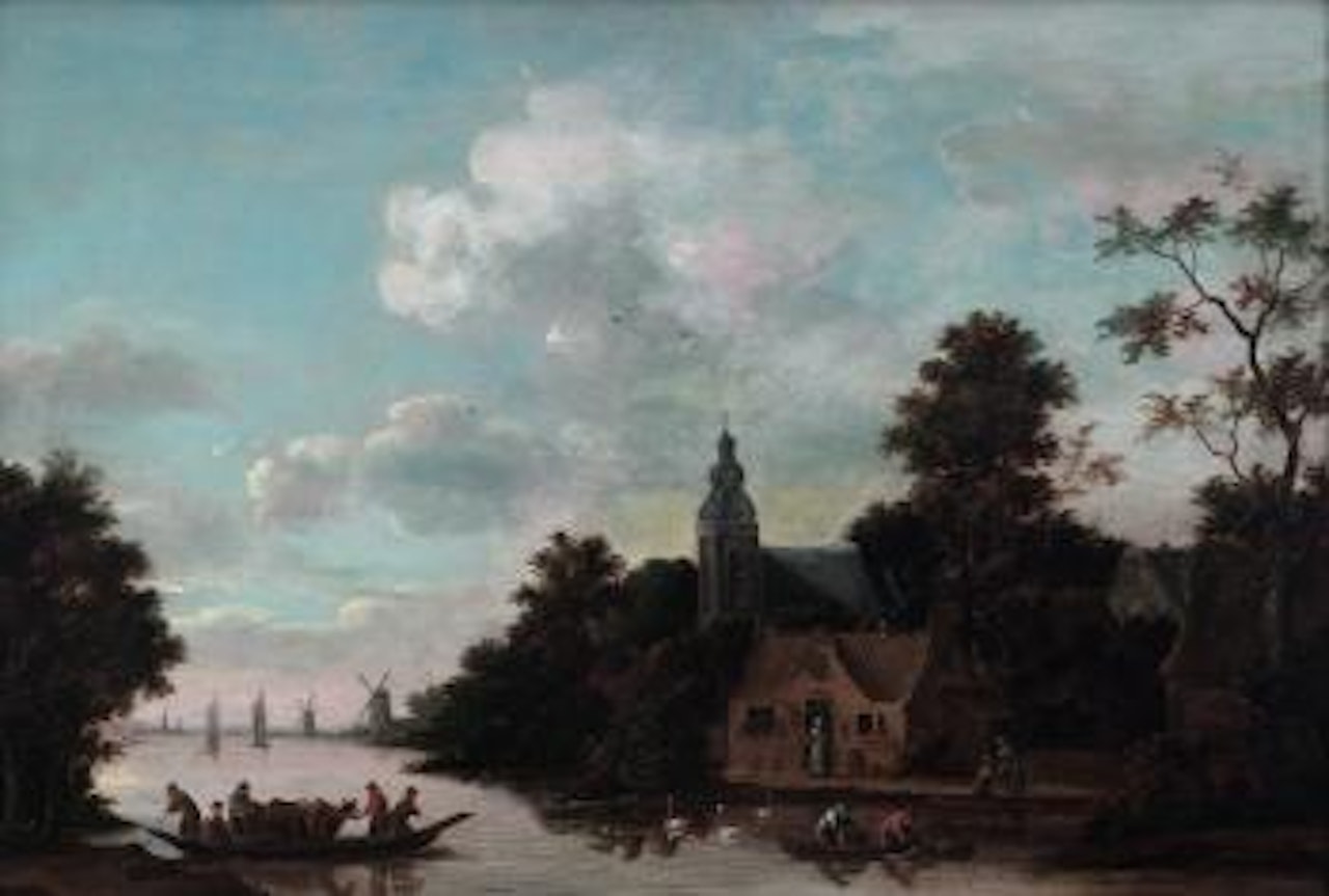 Paisaje holandés con río by Dutch School
