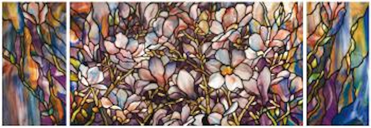 A Highly Important Three-panel "Magnolia" Window by Tiffany Studios