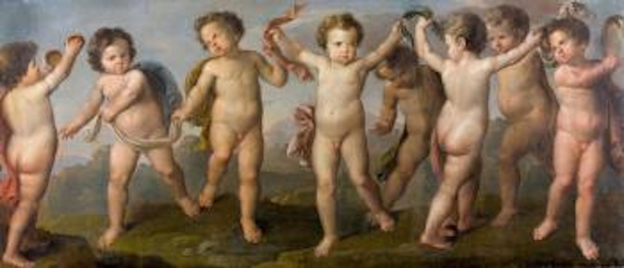 Tanzende und musizierende Putti. by Italian School