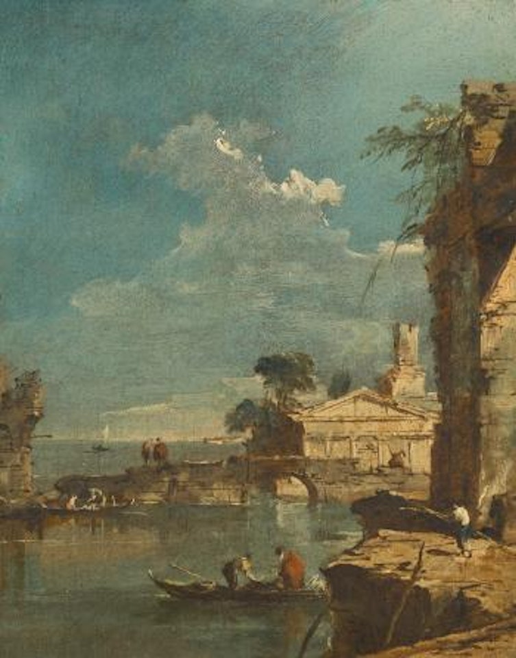 A Capriccio With Figures At The Edge Of a Lagoon by Francesco Guardi