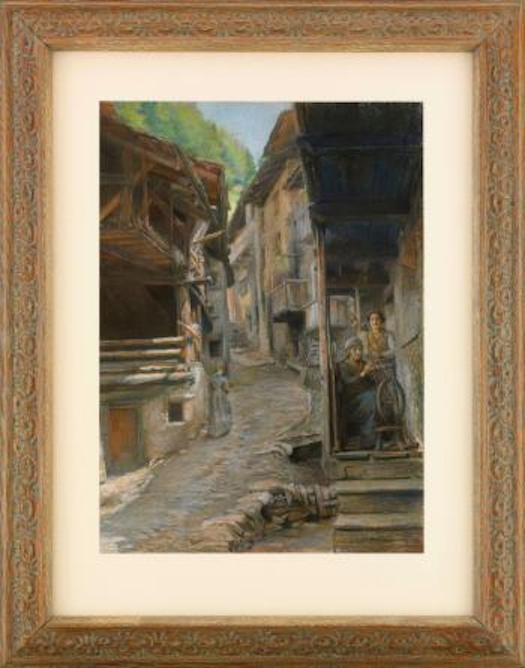 Vid bygatan by Léon Augustin Lhermitte