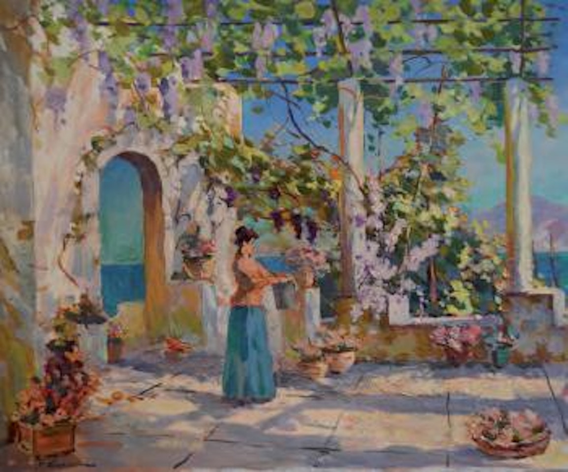 Woman in the garden by Georgij Aleksandrovic Lapschin