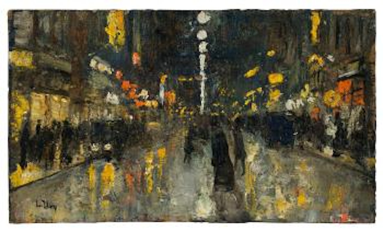 Nächtliche Strassenszene (Leipziger Strasse?, Berlin) by Lesser Ury