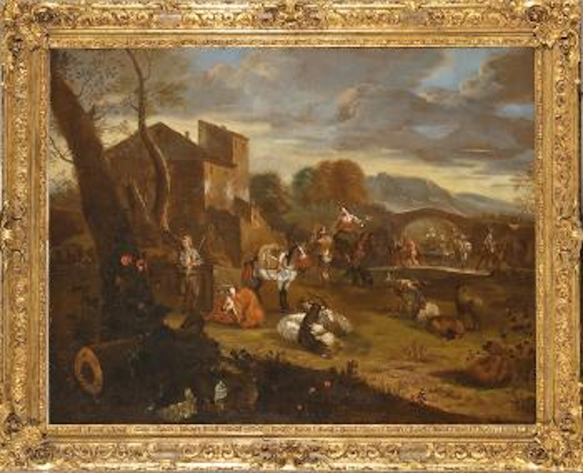 Paesaggio con figure by Flemish School