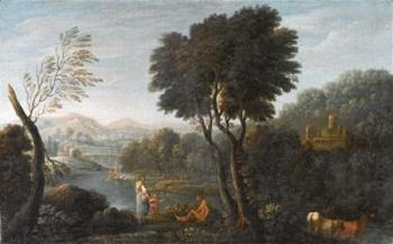 Figures in a landscape by French School