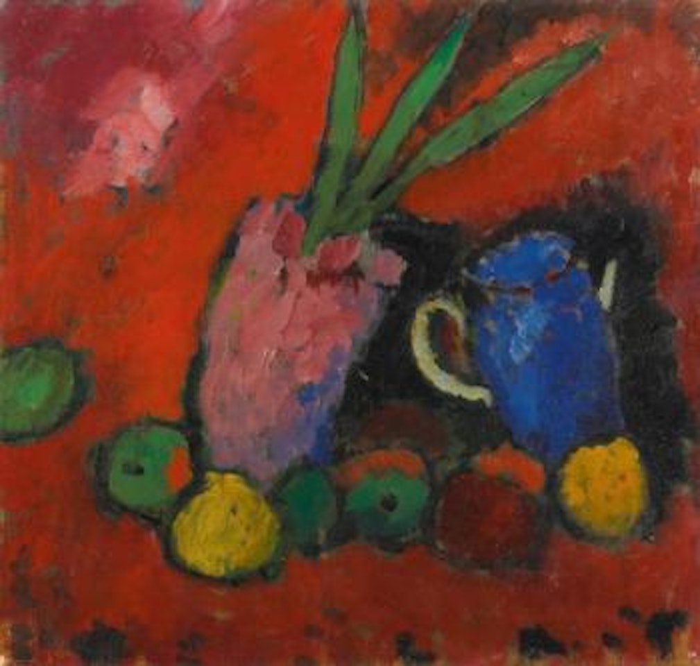 Stilleben Mit Hyazinthe, Blauem Krug Und Äpfeln (Still-life With Hyacinths, Blue Jug And Apples) by Alexej von Jawlensky