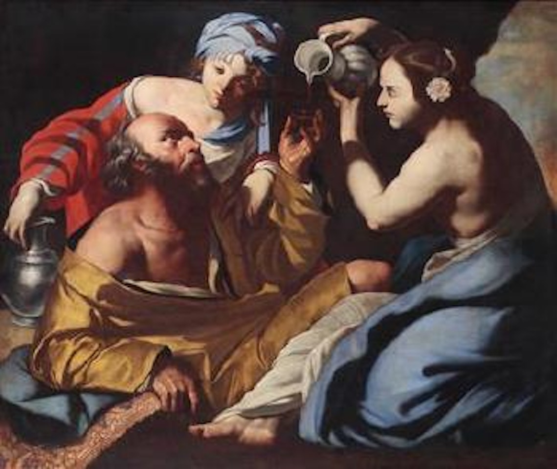 Lot and his daughters by Neapolitan School