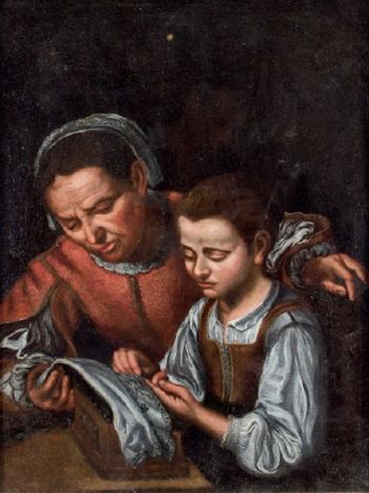 La educación de la Virgen by Flemish School