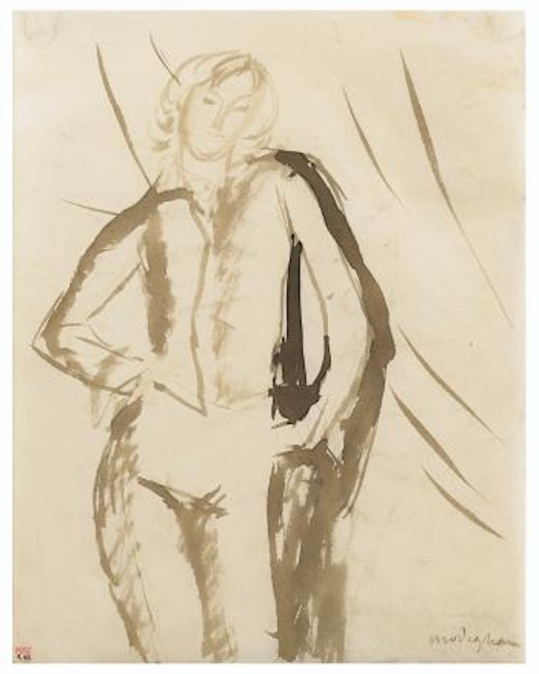 Jeune Homme Debout de Face, Inspired by L'adolescent au Gilet Rouge De Cézanne by Amedeo Modigliani