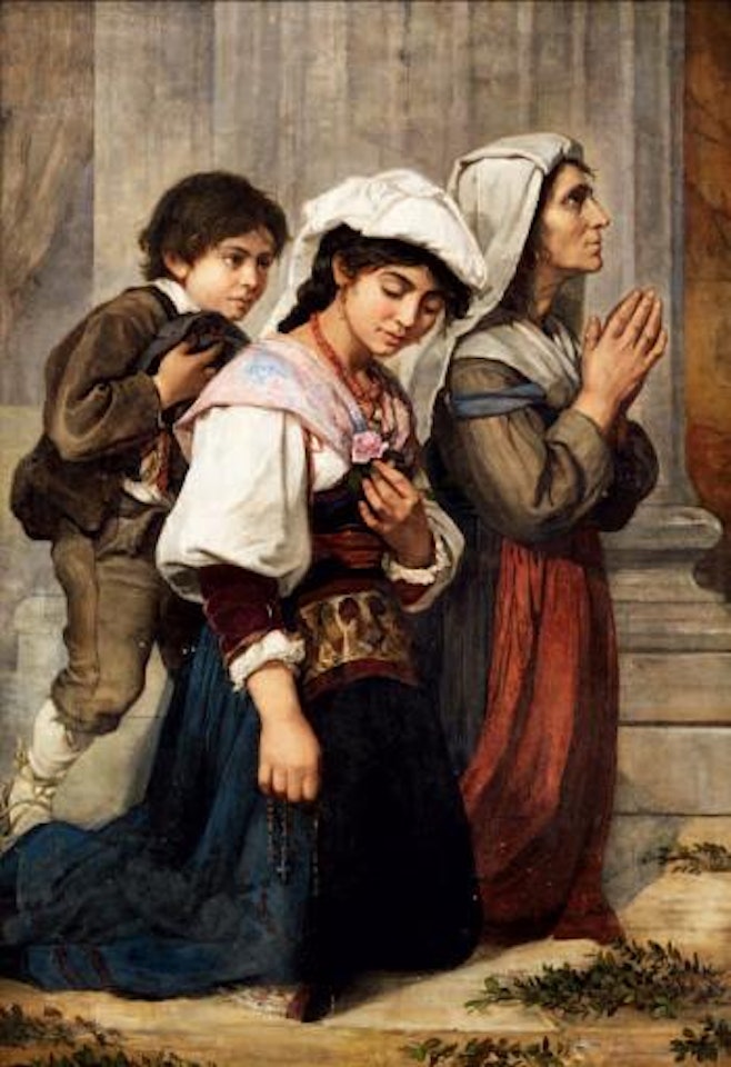 Frauen und ein Knabe beim Gebet by Italian School