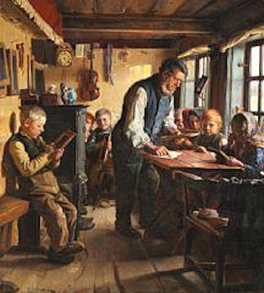 En Pogeskole i Skagen.  A school for young children in Skagen. by Michael Ancher