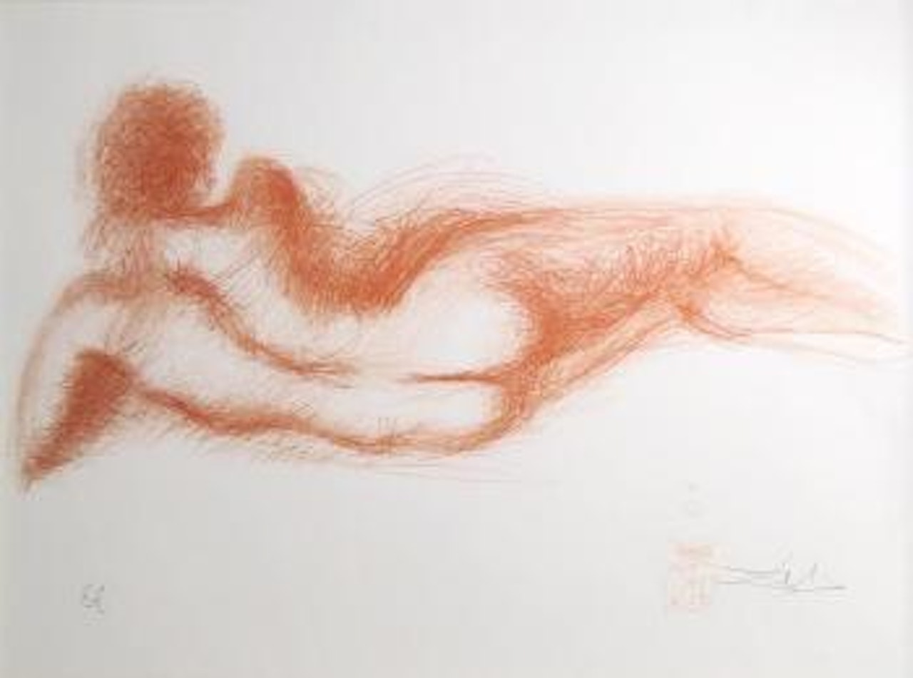 'Femme nue de Dos', (Nude woman from the back); 'Nu au sopha', (Young woman arising); 'Le Nu à la Guitare', (Serenade) by Salvador Dali