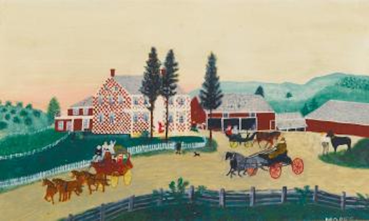 The Old Checkered House of 1850, Cambridge, New York by Grandma Moses