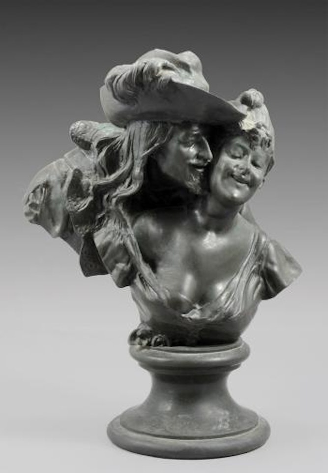 Bust of woman with a man behind her by Albert-Ernest Carrier-Belleuse