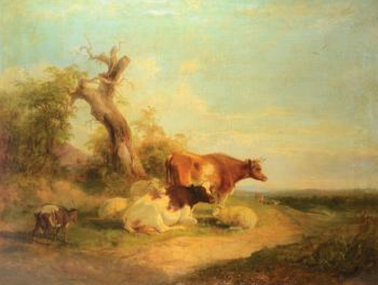 Landscape with cows by Thomas Sidney Cooper