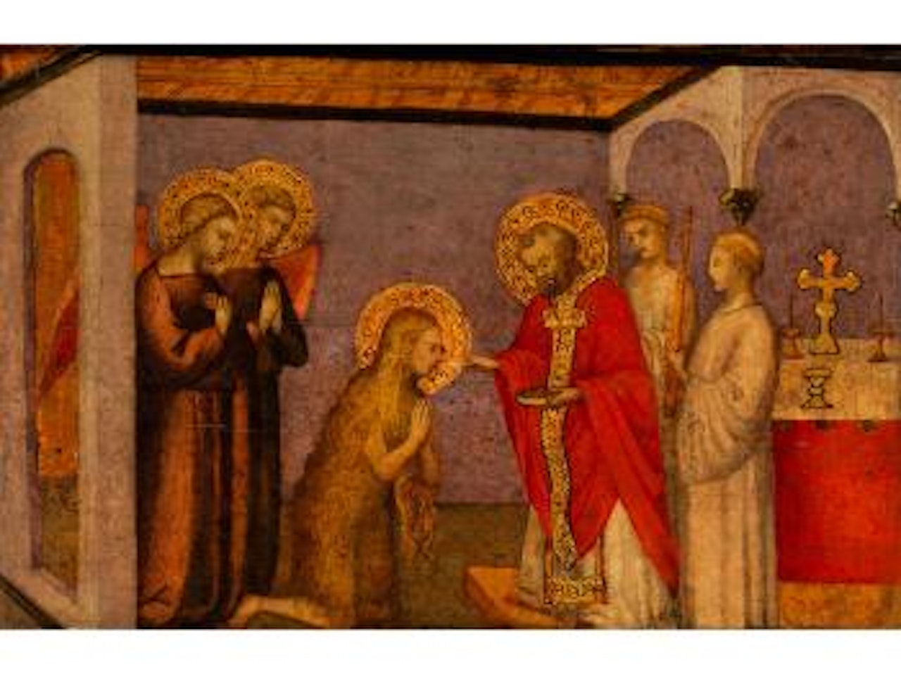 Bischof zosimas erteilt der Heiligen Maria von ägypten die Kommunion by Italian School