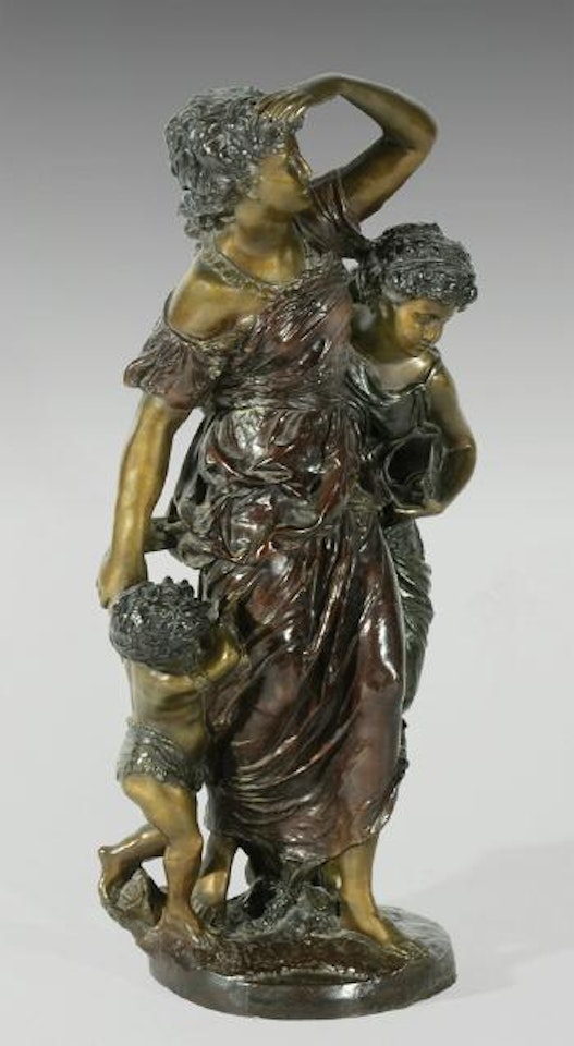 A woman and two children by Mathurin Moreau