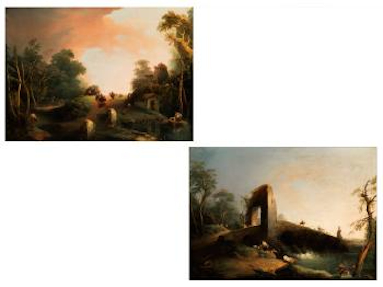 Fantasielandschaften mit römischen Ruinen und reicher Figurenstaffage by Giuseppe Bernardino Bison