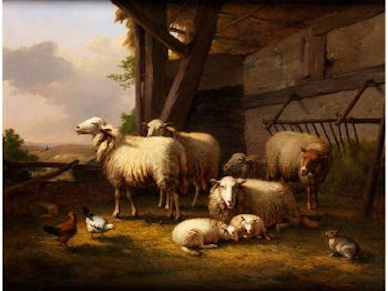 Schafe in einem Stallgebäude by Eugène Joseph Verboeckhoven