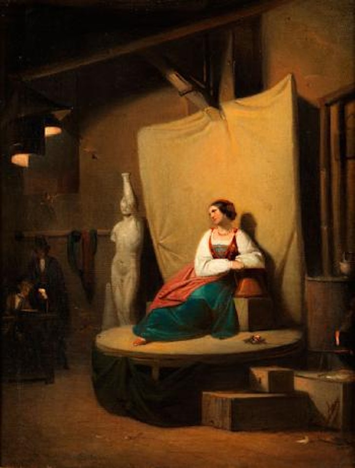 Portrait einer Dame im Atelier by Carl Spitzweg