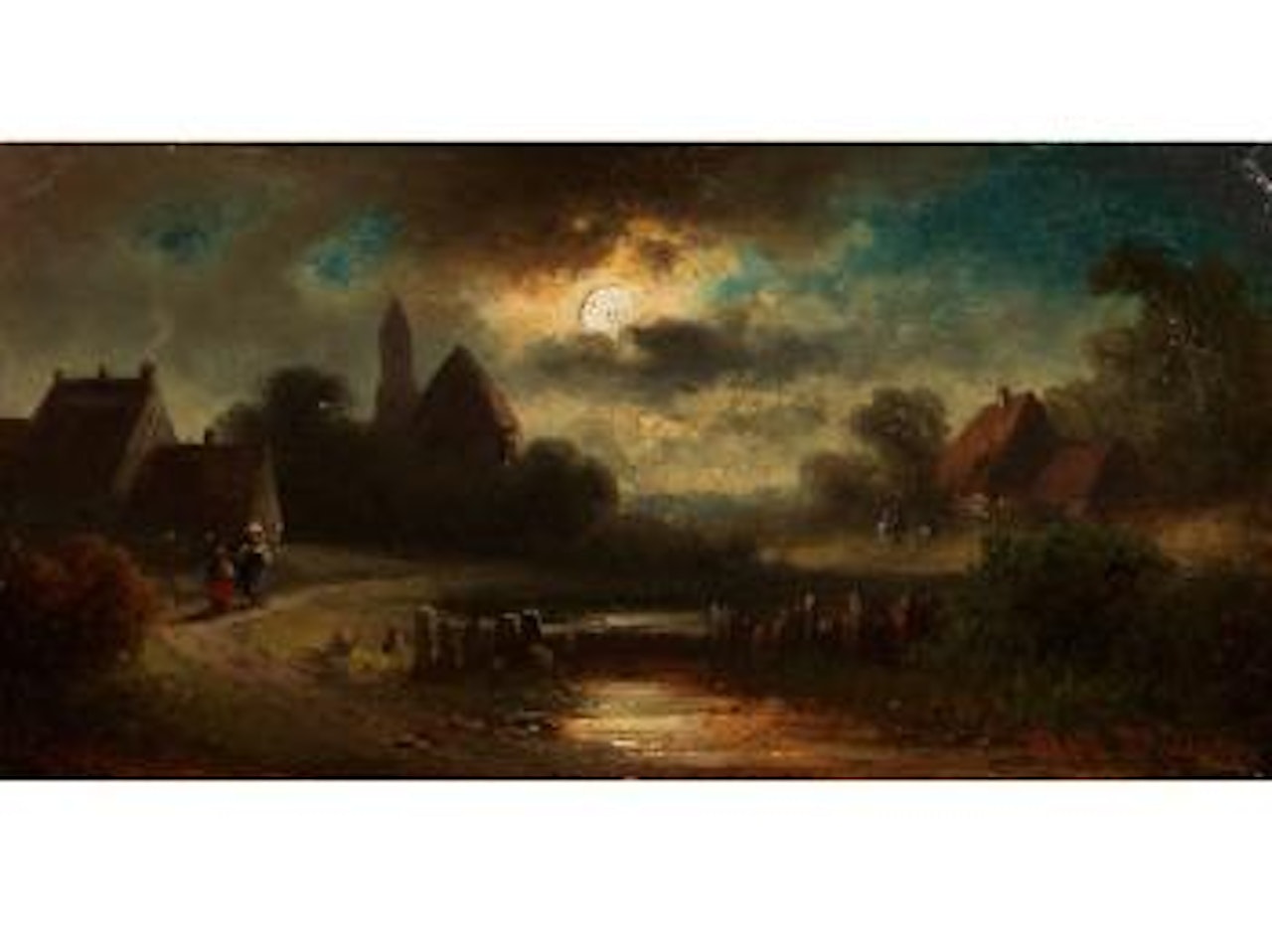 Dorfansicht in der Abenddämmerung by Anton Doll
