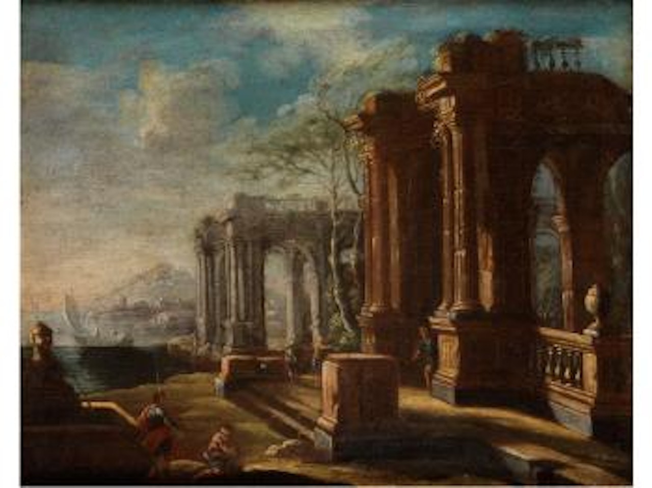 Landschaft mit Ruinen und Staffagefiguren by Giovanni Battista Cimaroli