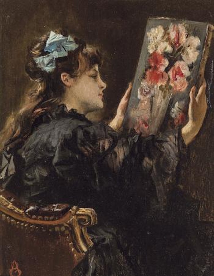 In het atelier by Alfred Stevens