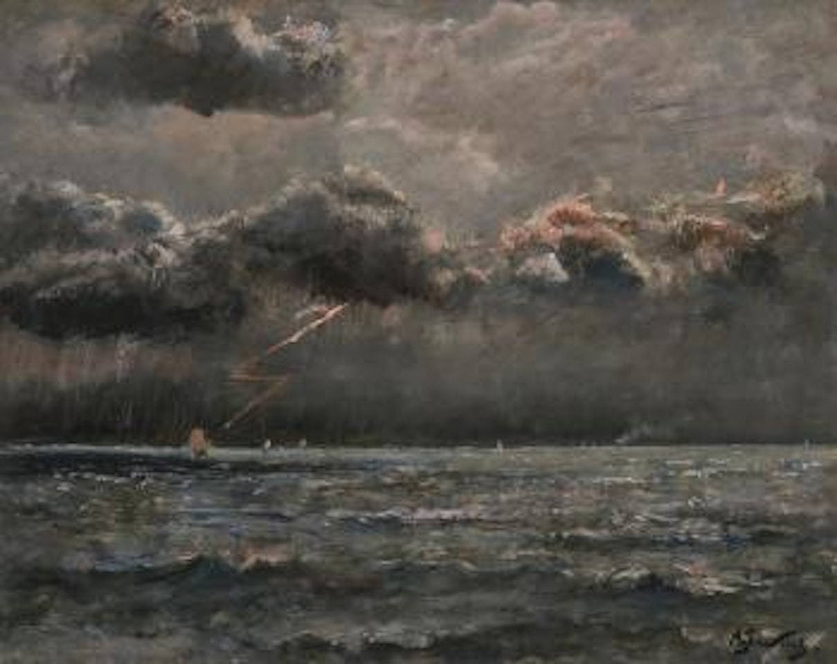 Marine bij onweer by Alfred Stevens