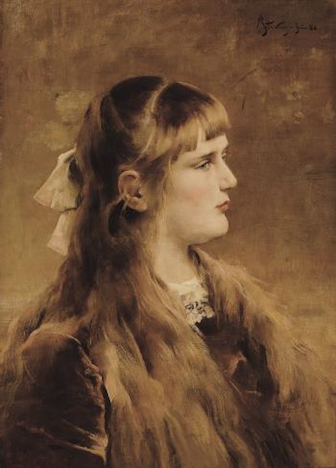 Portret van een jong meisje by Alfred Stevens
