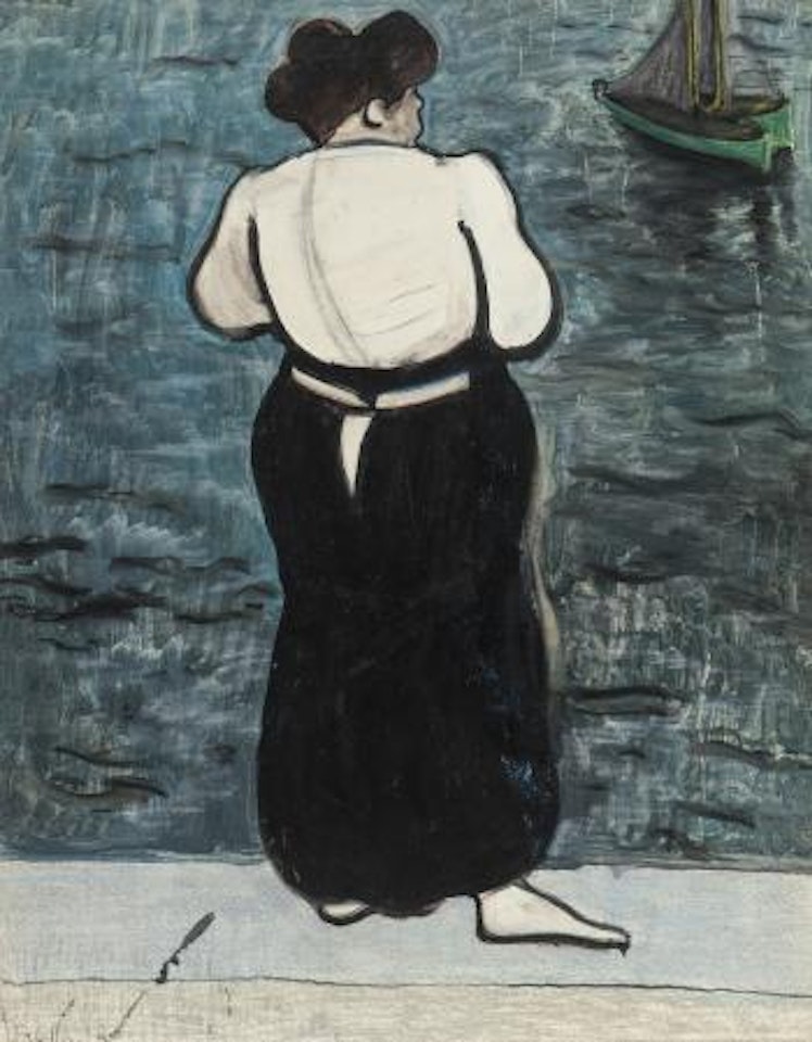 Vissersvrouw op de kaai, op de rug gezien by Léon Spilliaert
