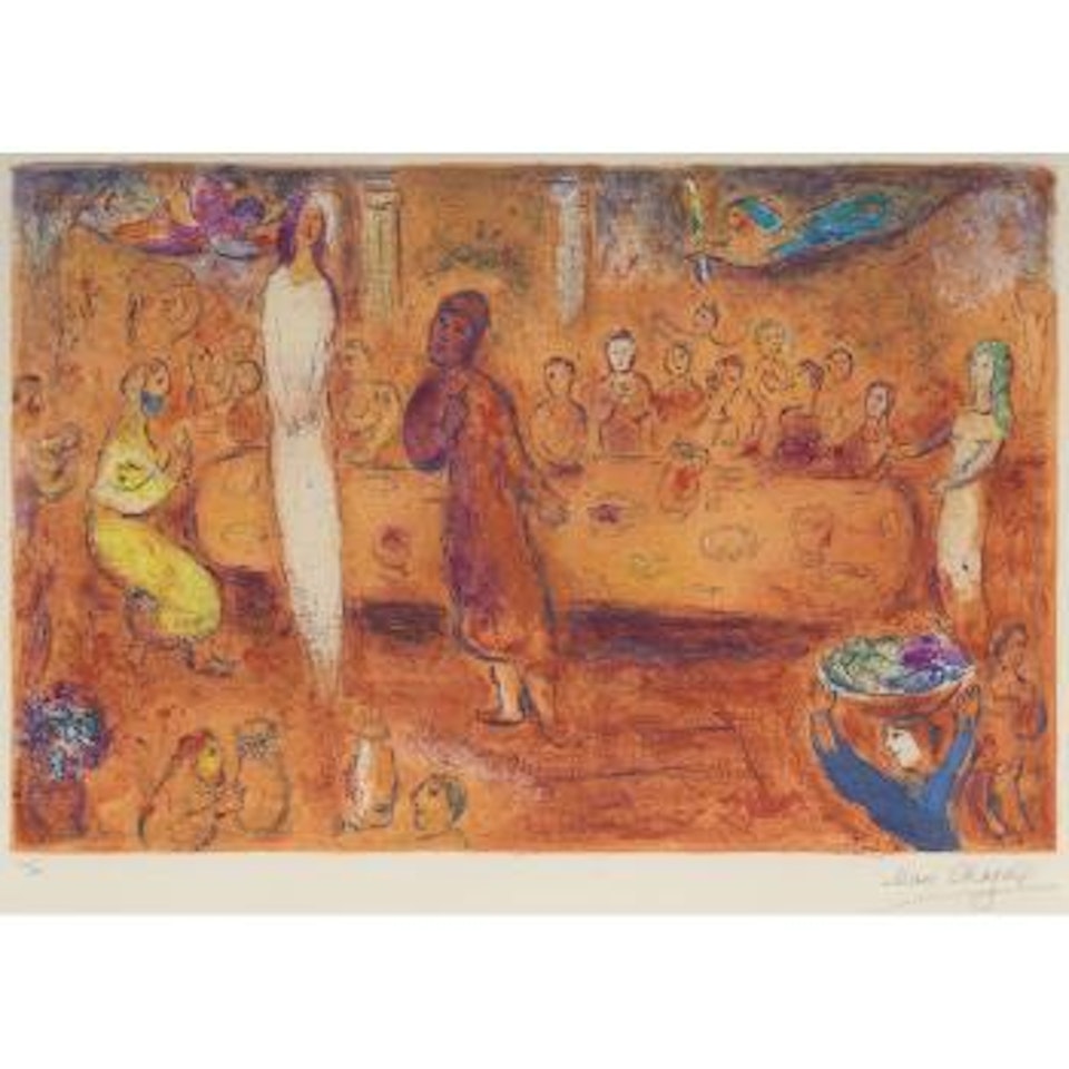 Mégaclès reconnait sa Fille pendant le Festin, pl. 40, from Daphnis et Chloé (M. 347; C. bk. 46) by Marc Chagall