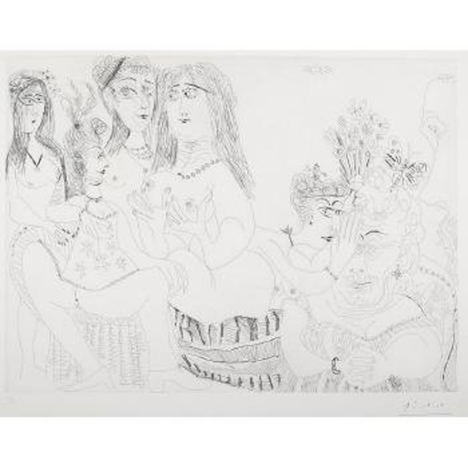 La FÃªte de la patronne, ces dames medisent de Degas, reduit a un tiers de profil, pl. 127, from Series 156 (B. 1982; Ba. 1992) by Pablo Picasso