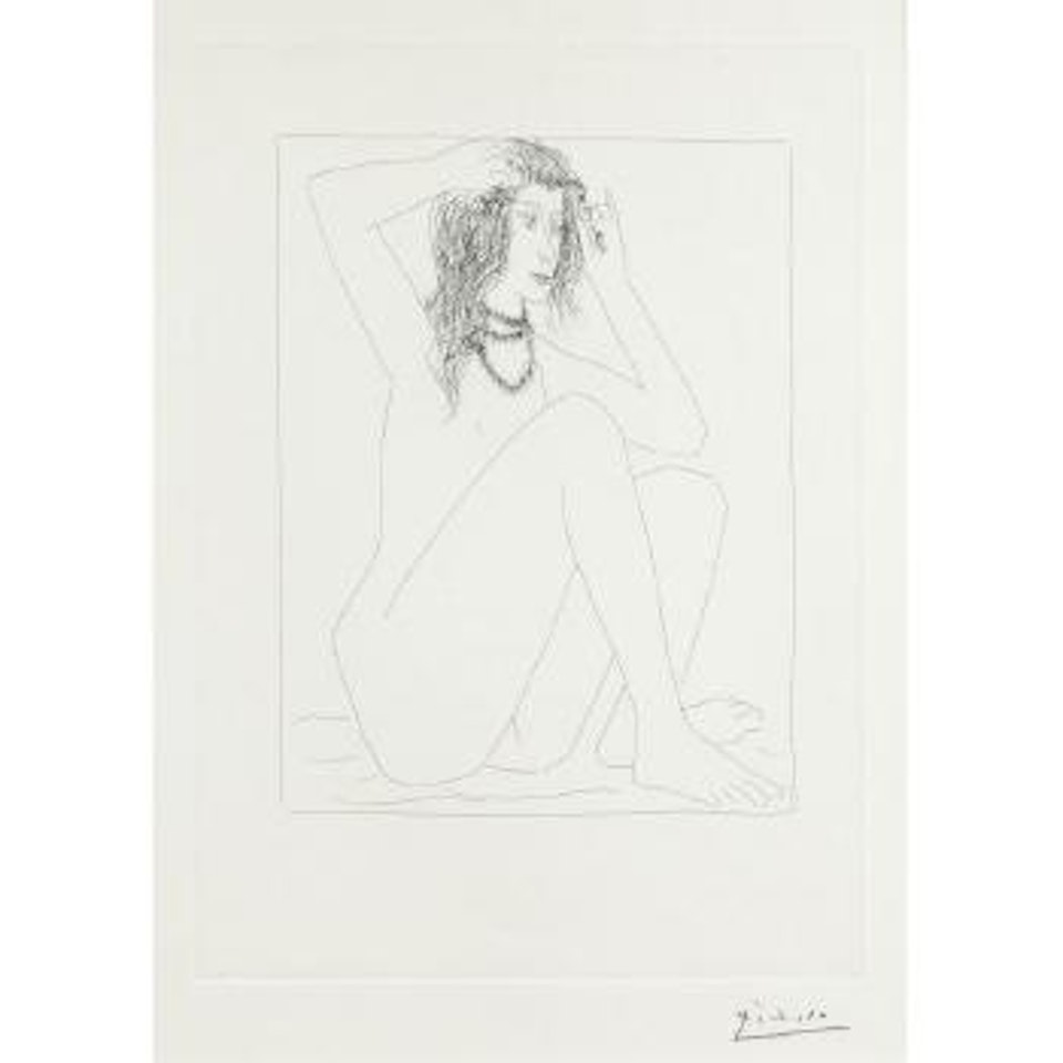 Femme nue se couronnant de fleurs, from the Vollard Suite (Bloch 135; Baer 195) by Pablo Picasso