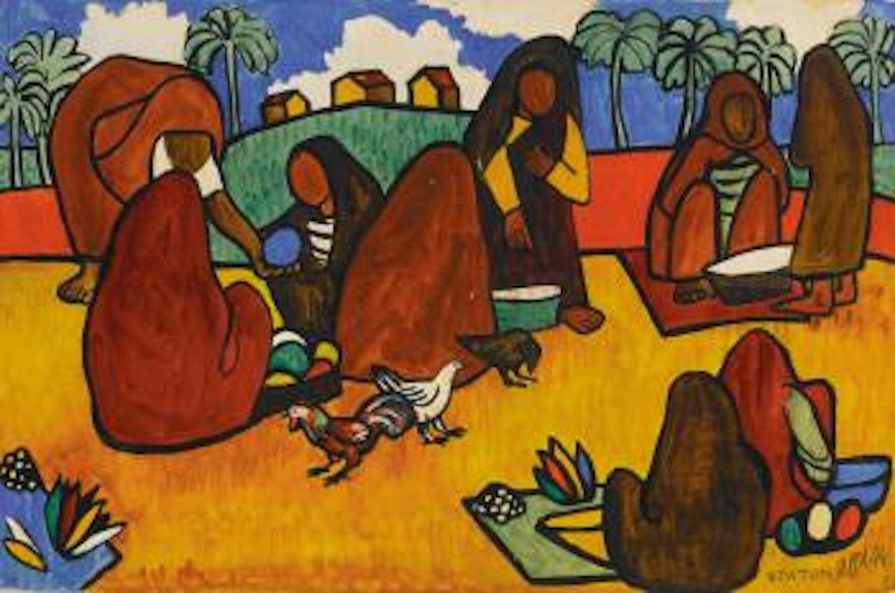 Goan Peasants in The Market by Francis Newton Souza