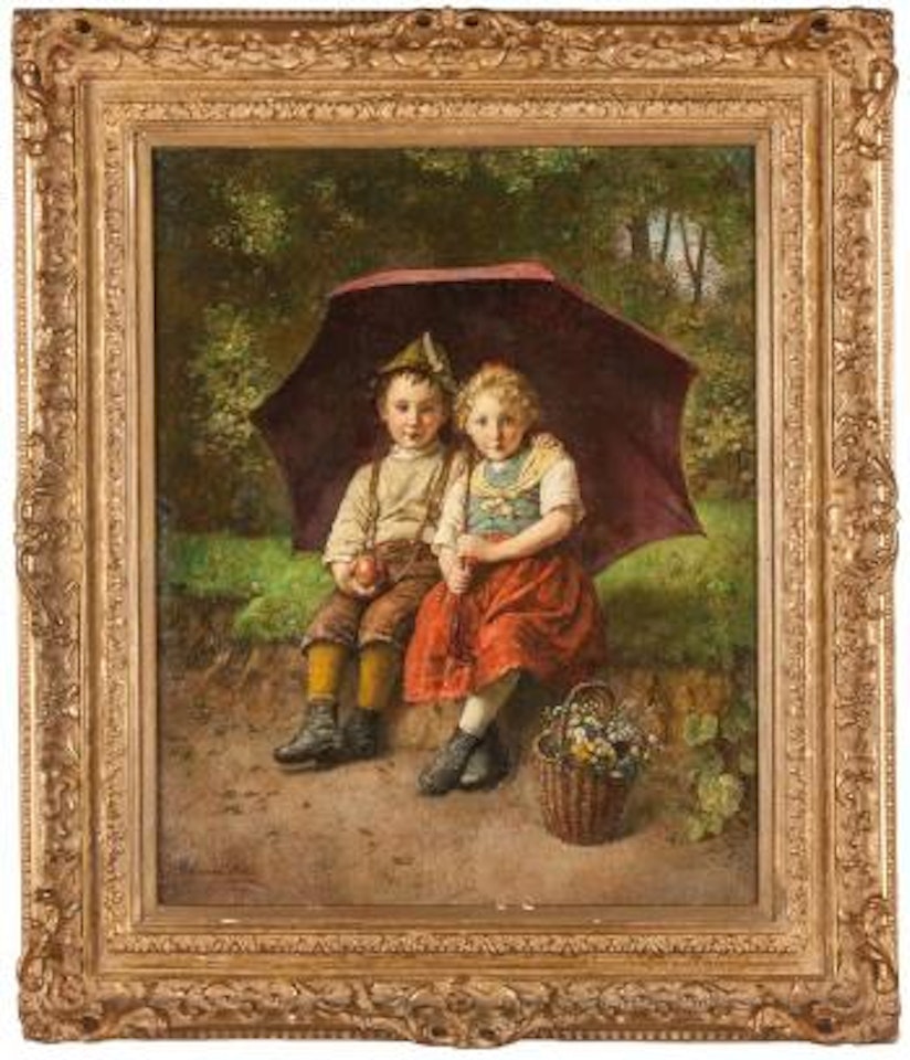 Children Under Umbrella by Edmund Adler