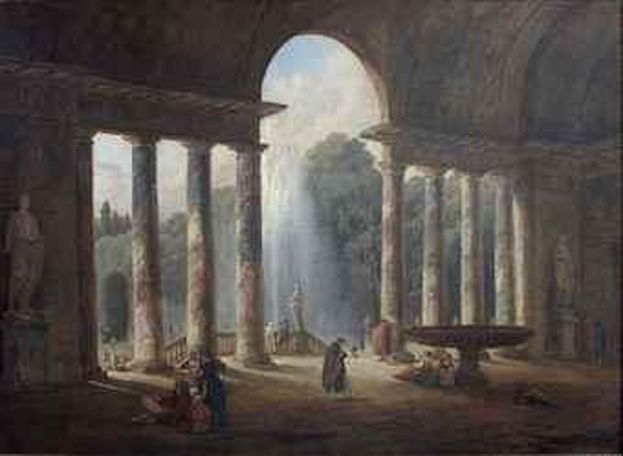 Vue intérieure de la loggia de la Villa Médicis by Hubert Robert
