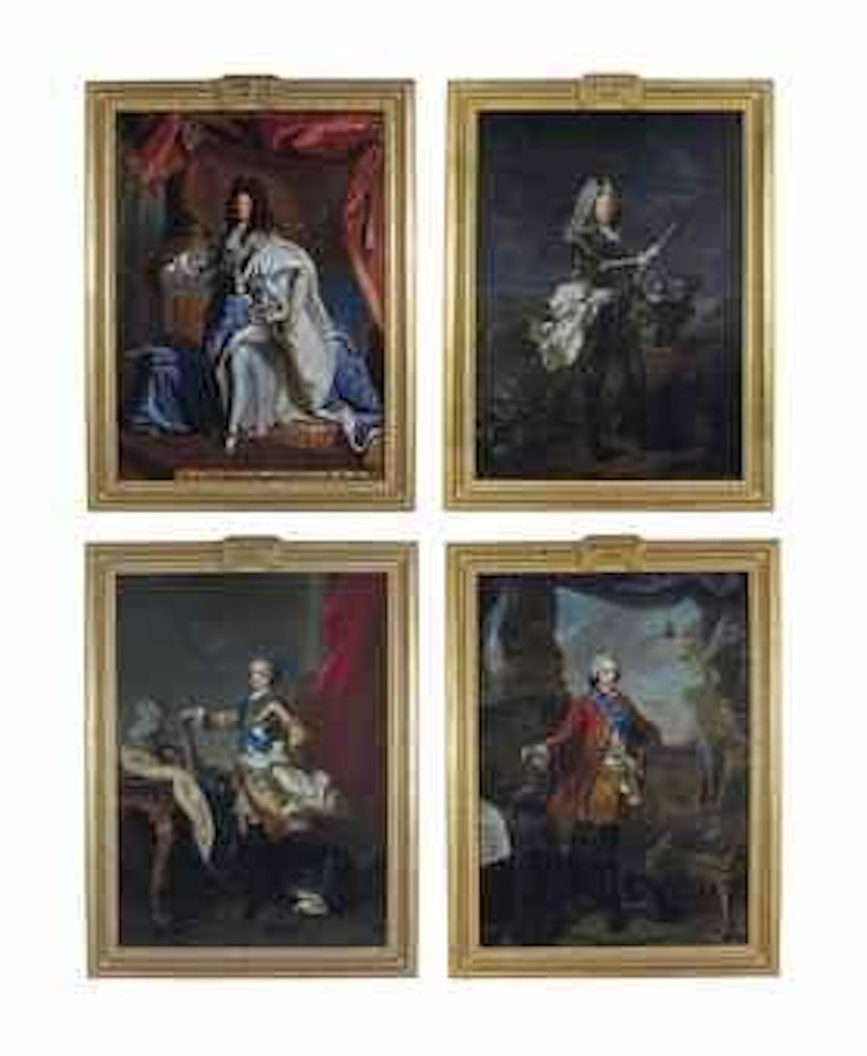 Louis XIV (1638-1715). Louis Dauphin (1661-1711). Louis XV (1710-1774).  Louis Dauphin by Jean Baptiste van Loo  by Charles-Joseph Natoire by Hyacinthe Rigaud