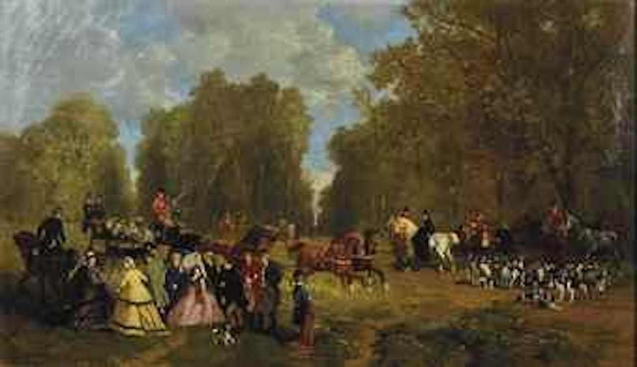 Napoléon III et Eugénie, en calèche avec la reine Victoria, probablement en forêt d'Osborne en Août 1857 by Alfred de Dreux